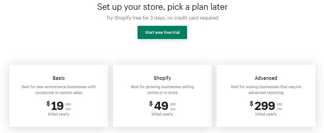 Woocommerce Alternative-Shopify pricing table
